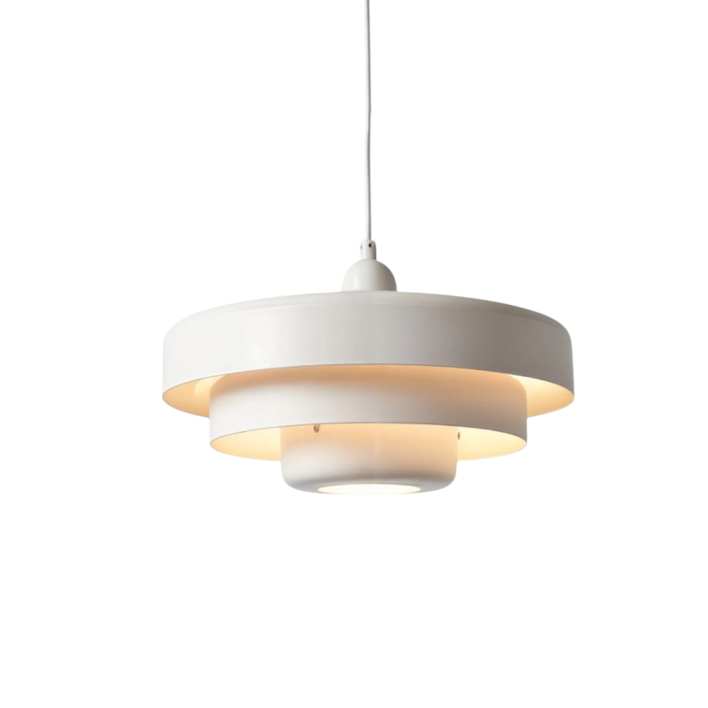 Bauhaus Style Pendant Light With Tiered Glass Elements For Ceiling Installations Diffused Ambient Lighting