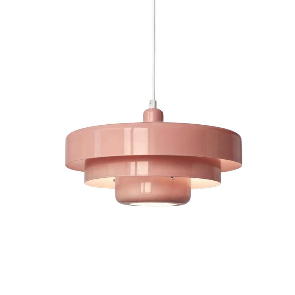 Bauhaus Style Pendant Light With Tiered Glass Elements For Ceiling Installations Diffused Ambient Lighting