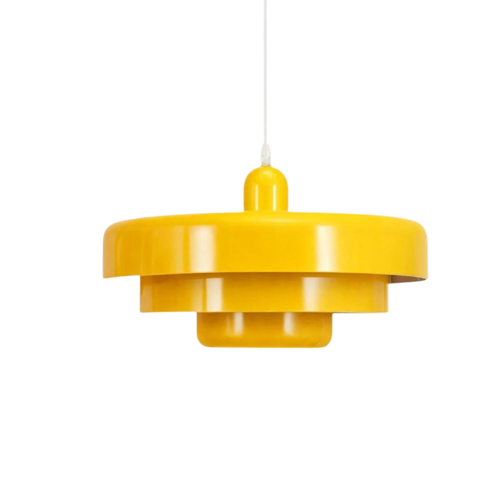 Bauhaus Style Pendant Light With Tiered Glass Elements For Ceiling Installations Diffused Ambient Lighting
