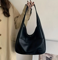 Structured Leather Handbag — 32 × 28 × 14 cm Brown and Black Design, Adjustable Strap