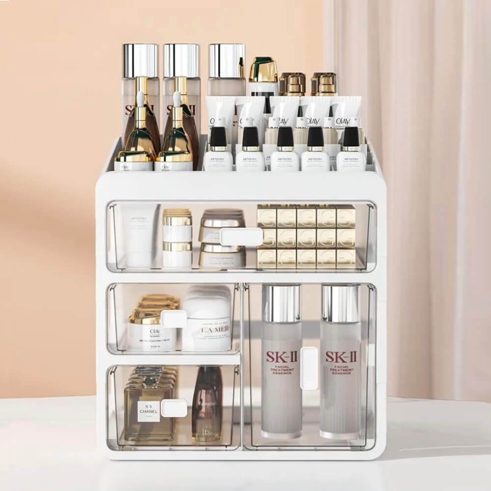 Elegante organizer per cosmetici — Custodia da scrivania con scomparti multipli