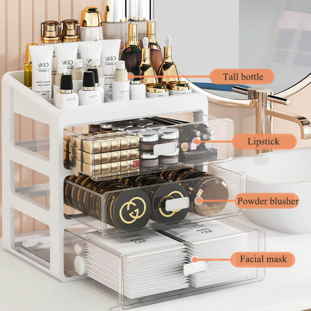 Elegante organizer per cosmetici — Custodia da scrivania con scomparti multipli