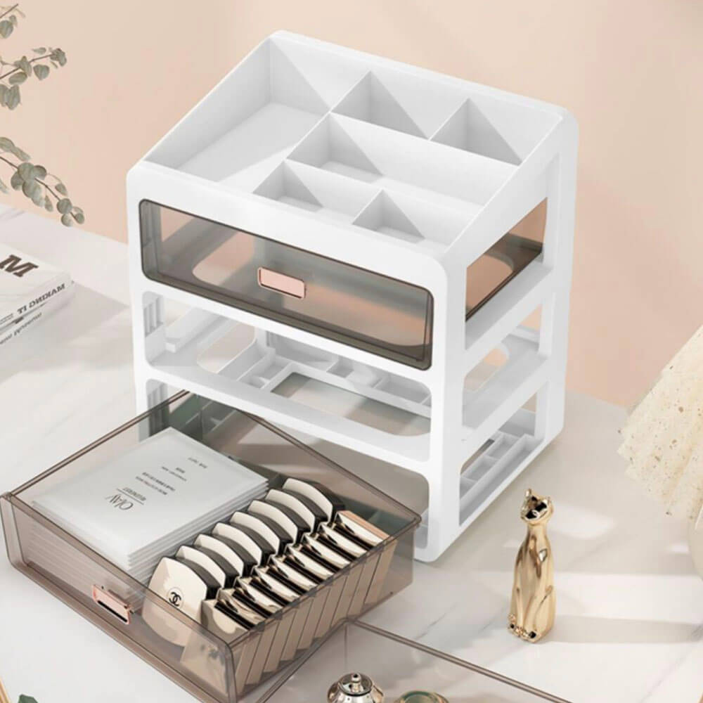 Elegante organizer per cosmetici — Custodia da scrivania con scomparti multipli
