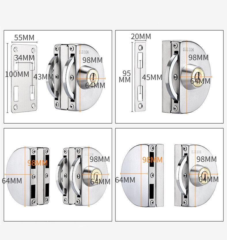 Stainless Steel Sliding Glass Door Lock — Easy Installation