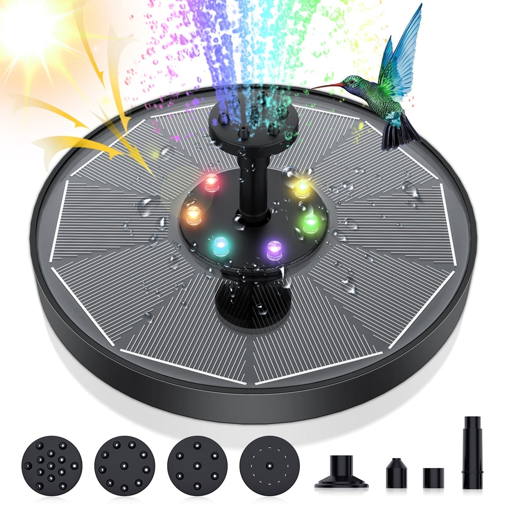 Solar Fountain — Adjustable Spray, Cordless Water Feature