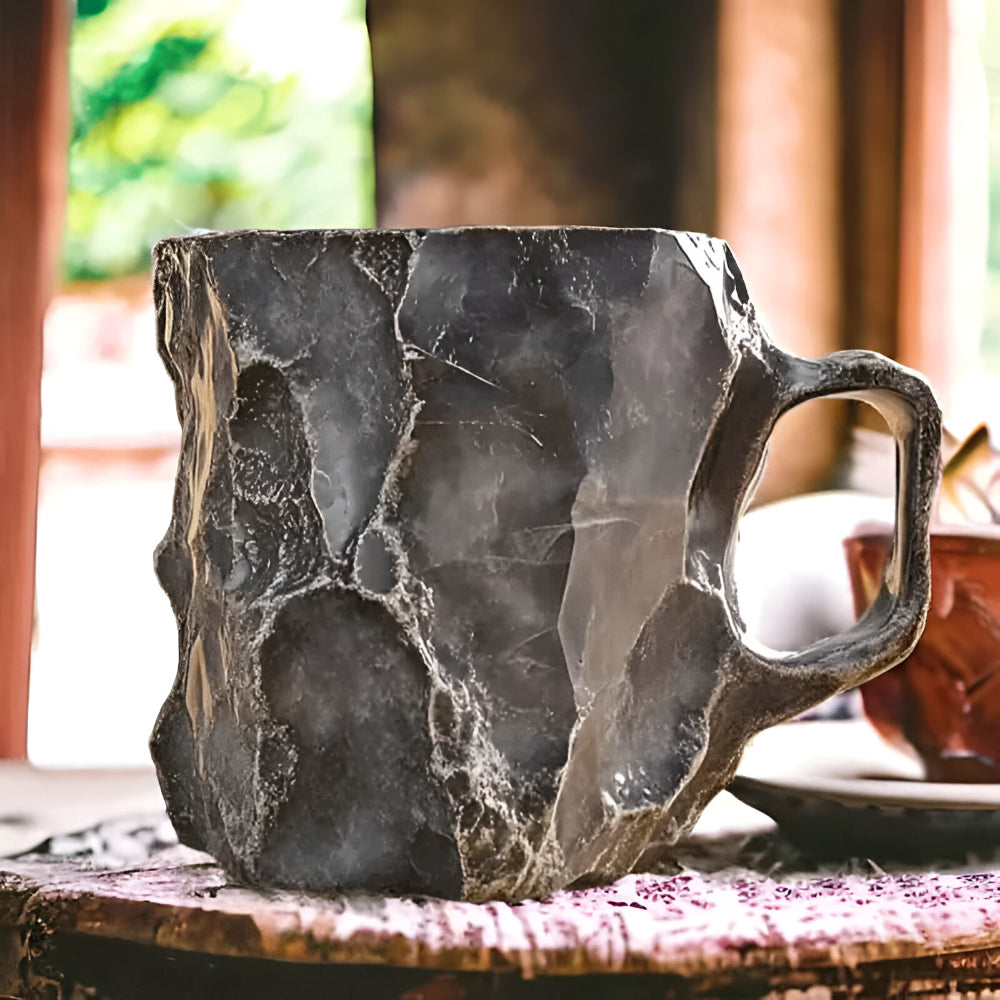 Stone Look Ceramic Coffee Mug — Decorative Textured Exterior