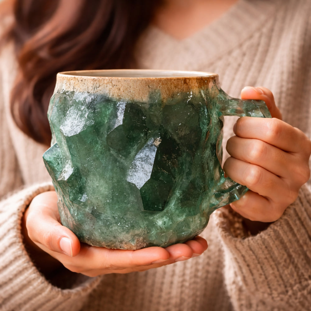 Stone Look Ceramic Coffee Mug — Decorative Textured Exterior