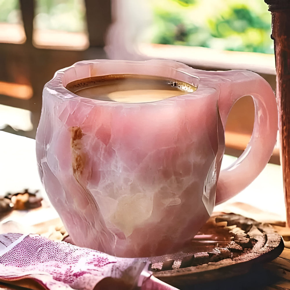 Stone Look Ceramic Coffee Mug — Decorative Textured Exterior
