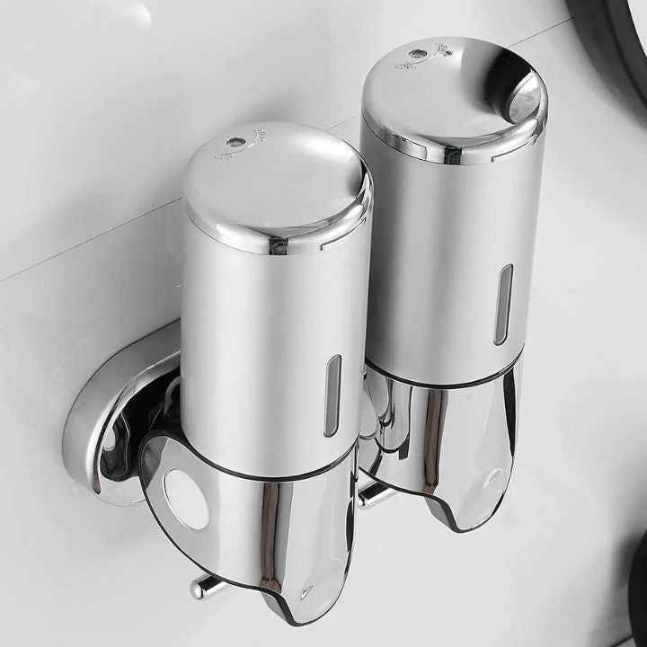 Sleek Stainless Steel Wall Mount Soap Dispenser — Countertop Free Design