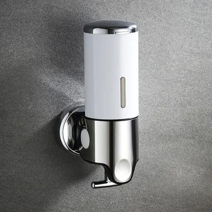 Sleek Stainless Steel Wall Mount Soap Dispenser — Countertop Free Design