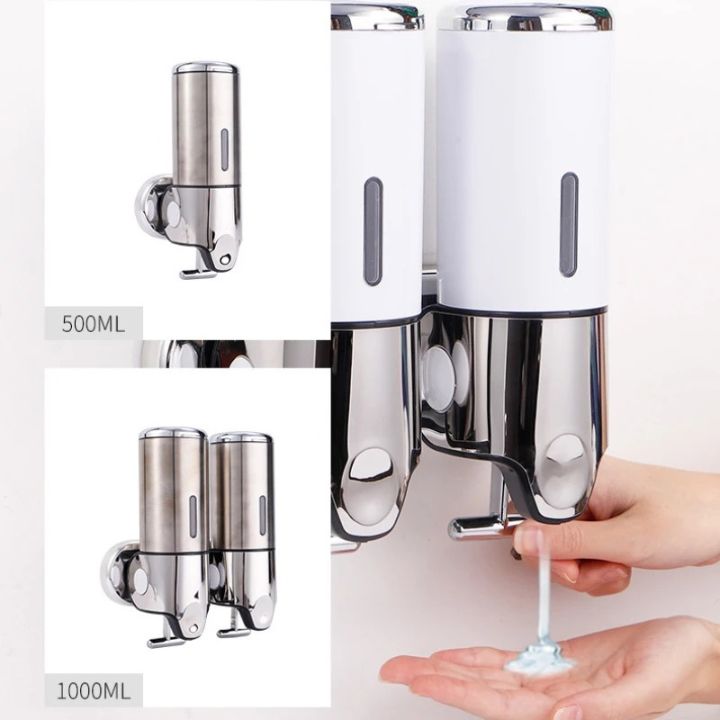Sleek Stainless Steel Wall Mount Soap Dispenser — Countertop Free Design