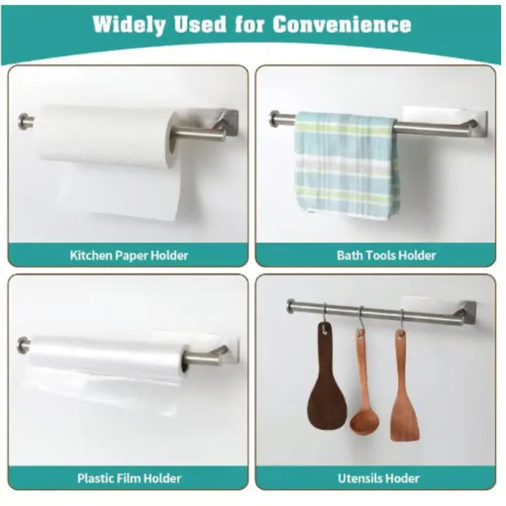 Wall-Mounted Paper Towel Holder — Compact No-Drill Dispenser