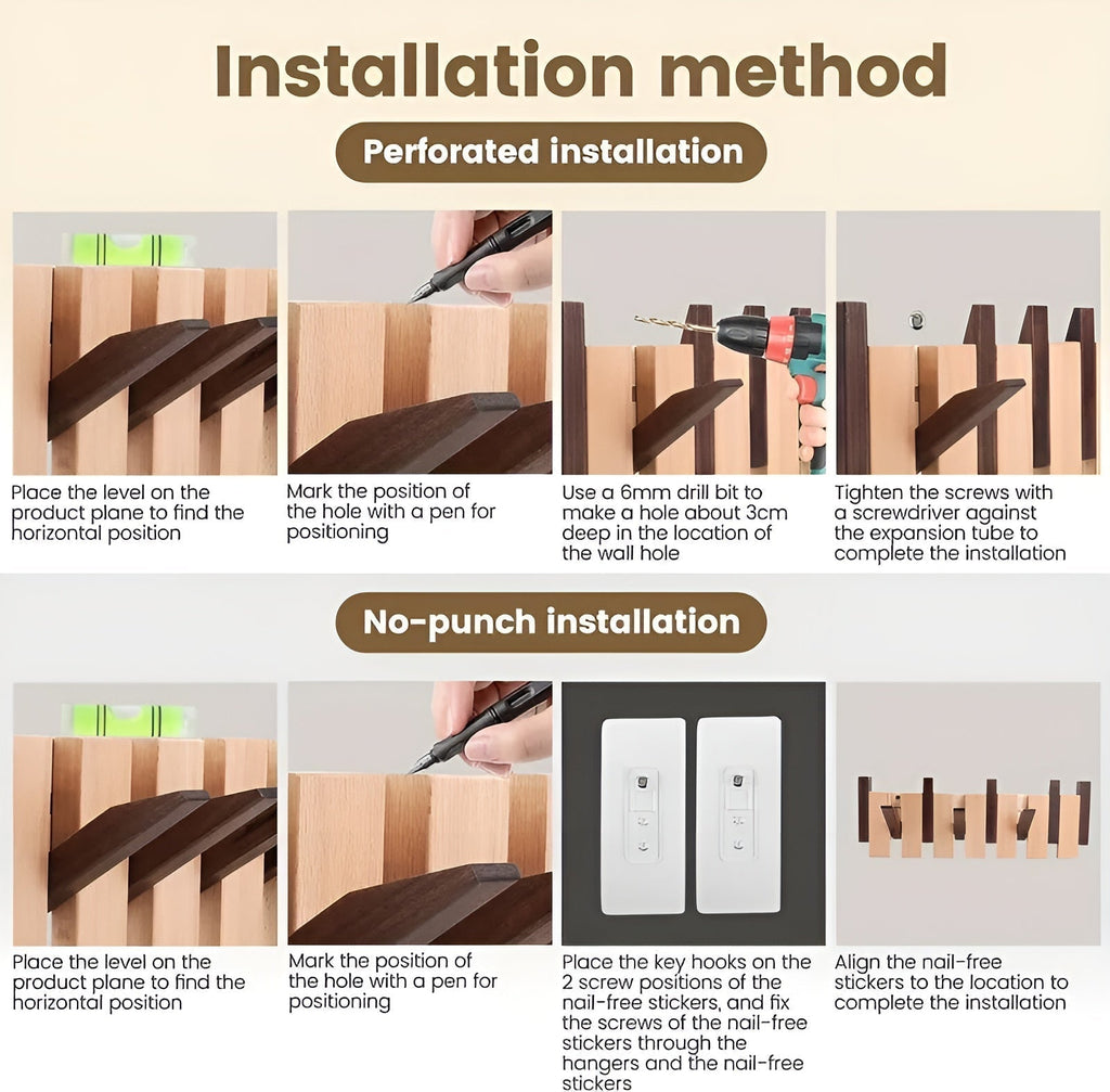Wall Coat Rack — Foldable Hooks, Piano-Key Mechanism