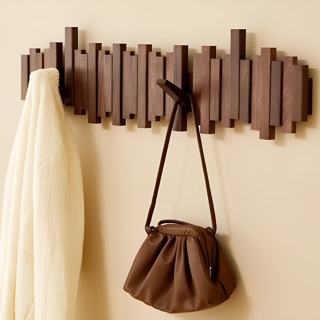 Wall Coat Rack — Foldable Hooks, Piano-Key Mechanism