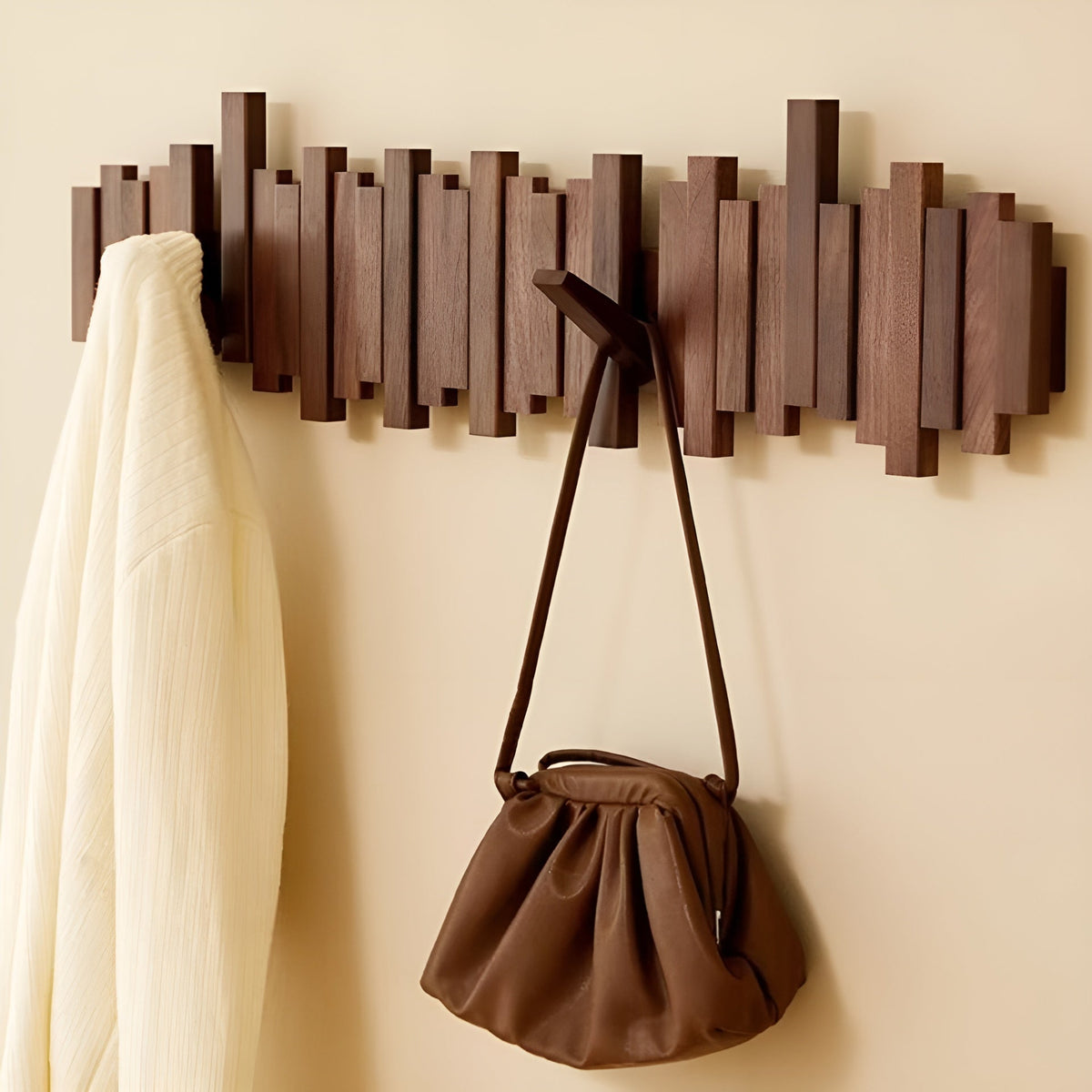 Wall Coat Rack — Foldable Hooks, Piano-Key Mechanism