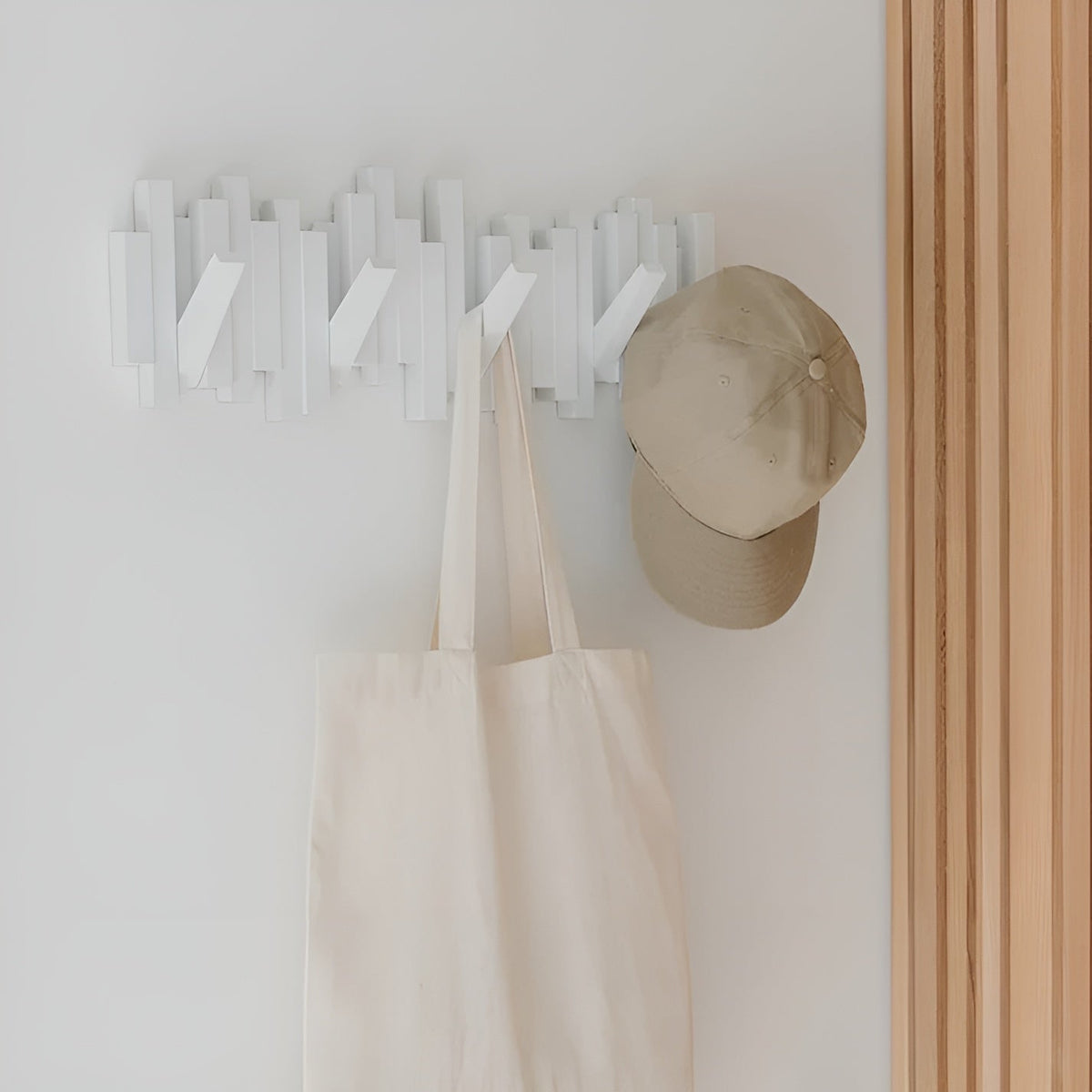 Wall Coat Rack — Foldable Hooks, Piano-Key Mechanism