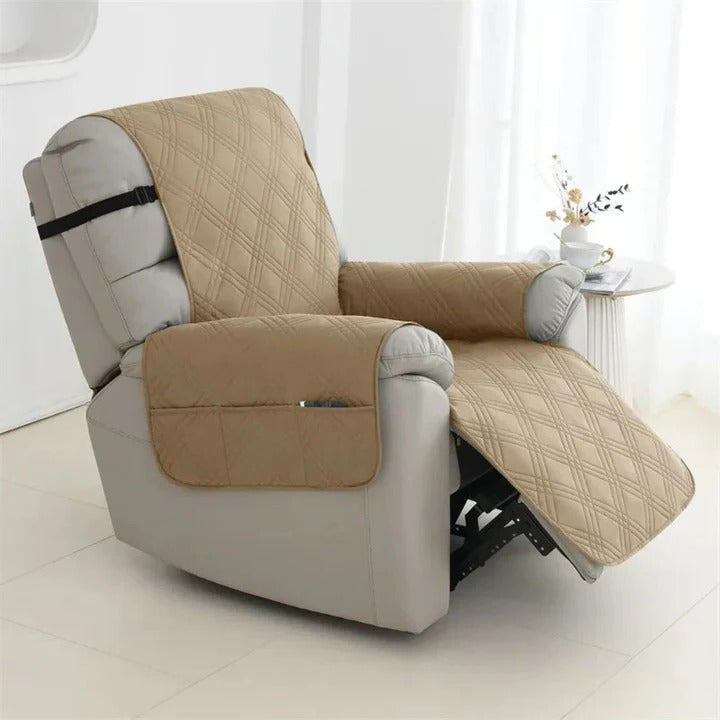 Quilted Waterproof Recliner Cover — Plush Padding, Full Coverage Fit