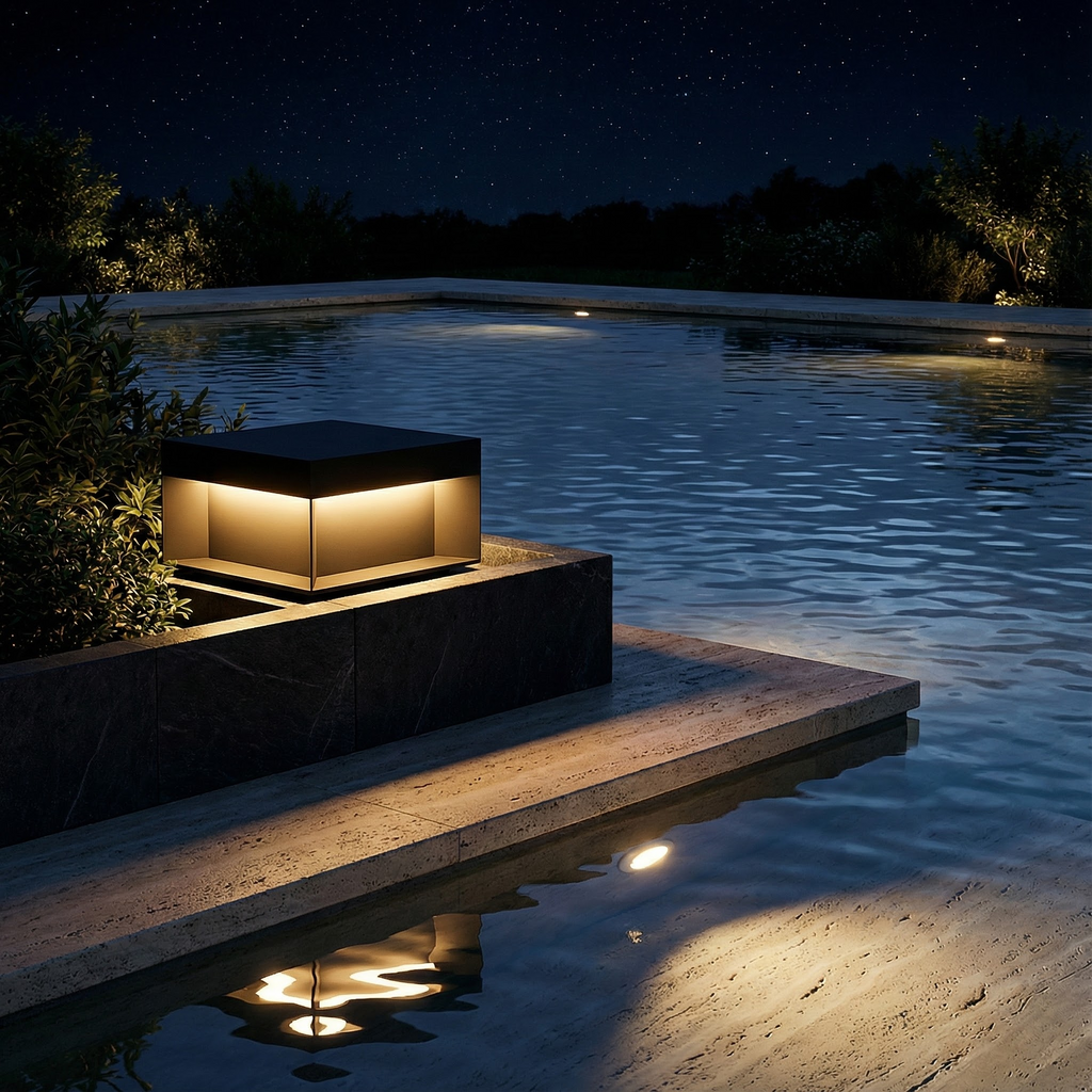 LumaCube Elegant Modern Solar Outdoor Light Fixture For Garden Spaces And Outdoor Areas Cube Design
