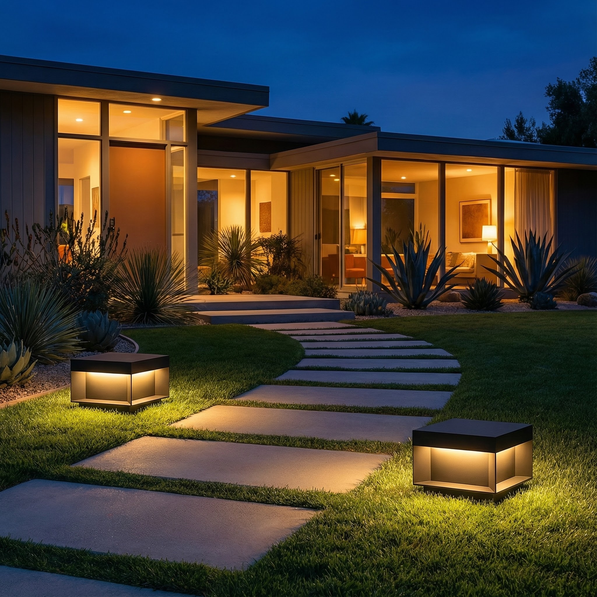 LumaCube Elegant Modern Solar Outdoor Light Fixture For Garden Spaces And Outdoor Areas Cube Design