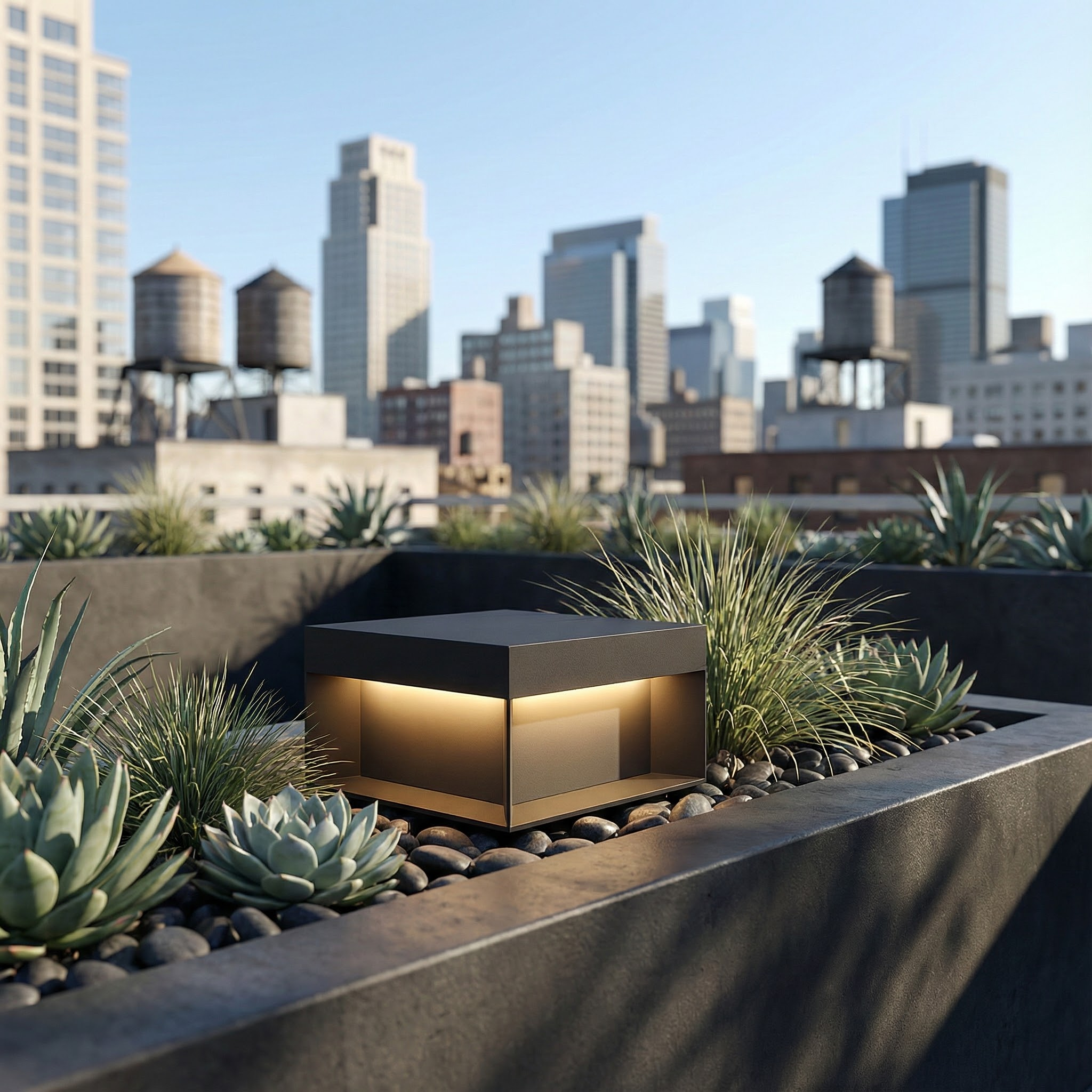 LumaCube Elegant Modern Solar Outdoor Light Fixture For Garden Spaces And Outdoor Areas Cube Design