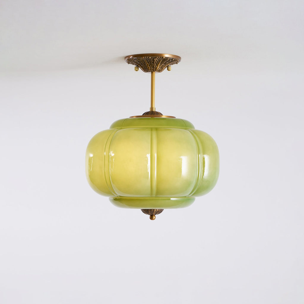 Vintage Glass Ceiling Lantern With Elegant Metal Accents