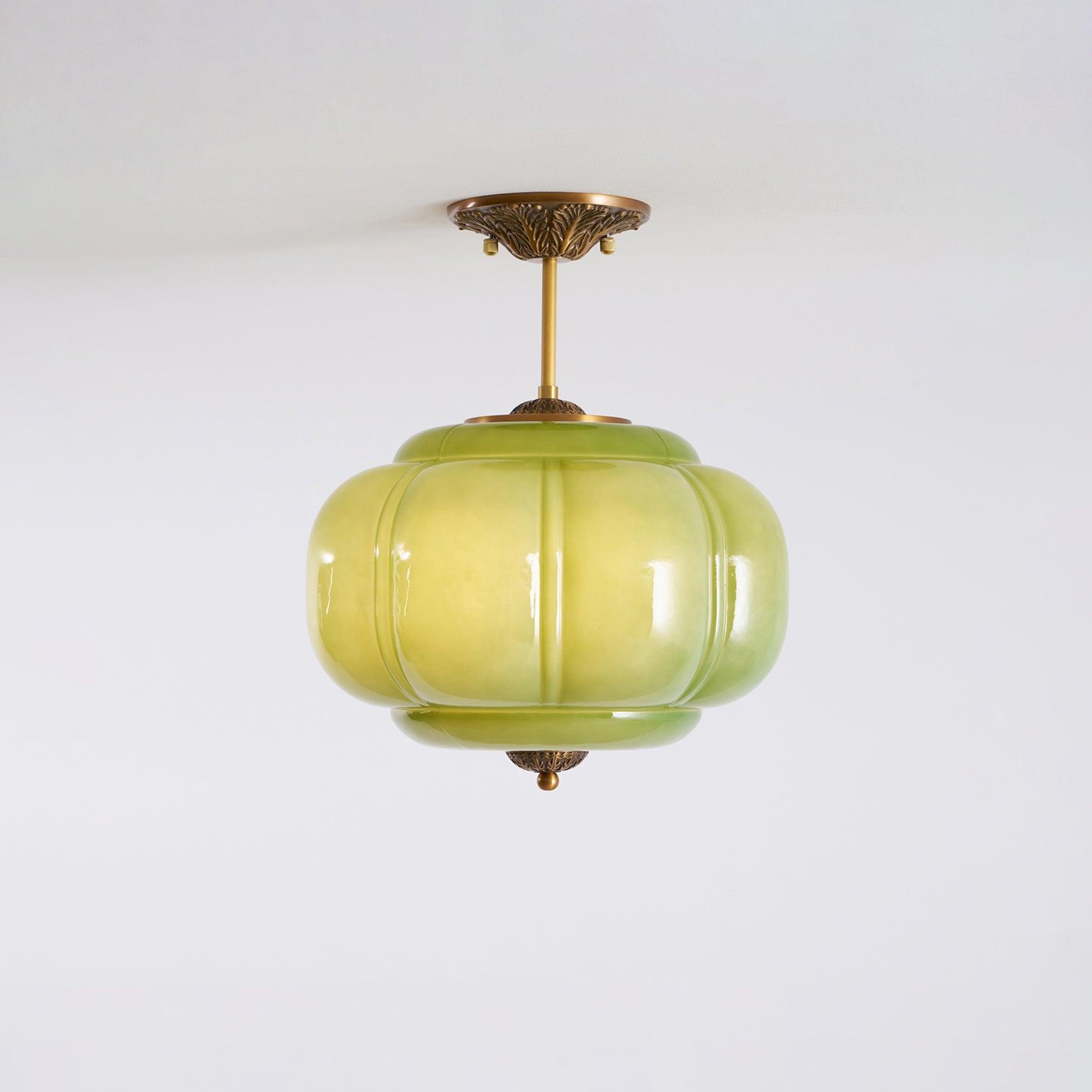 Vintage Glass Ceiling Lantern With Elegant Metal Accents