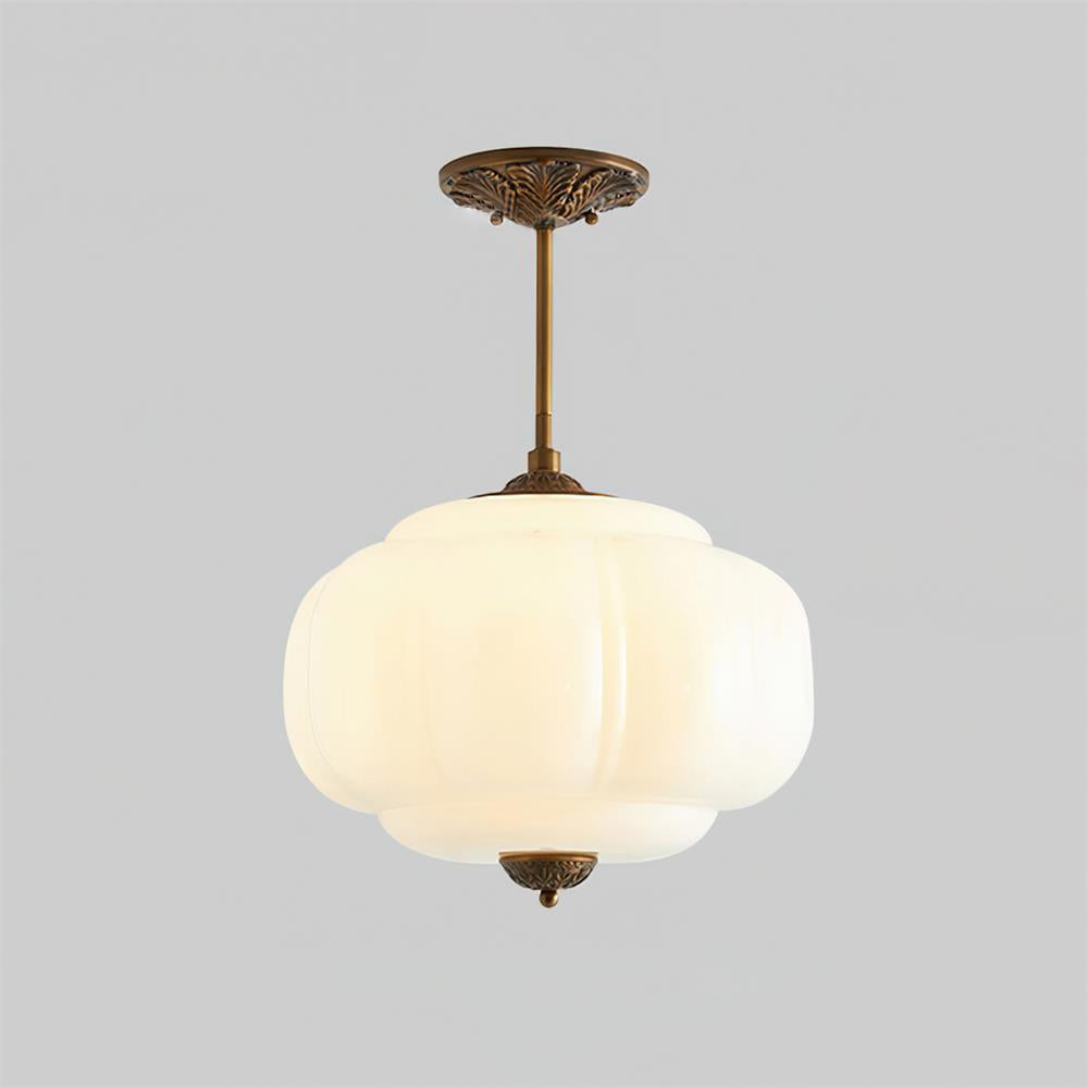 Vintage Glass Ceiling Lantern With Elegant Metal Accents