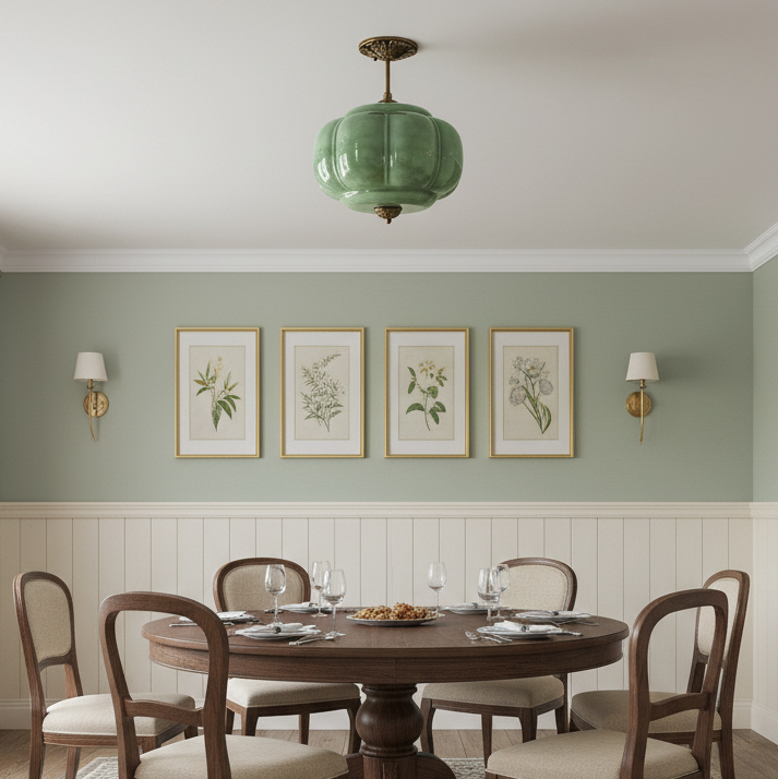 Vintage Glass Ceiling Lantern With Elegant Metal Accents