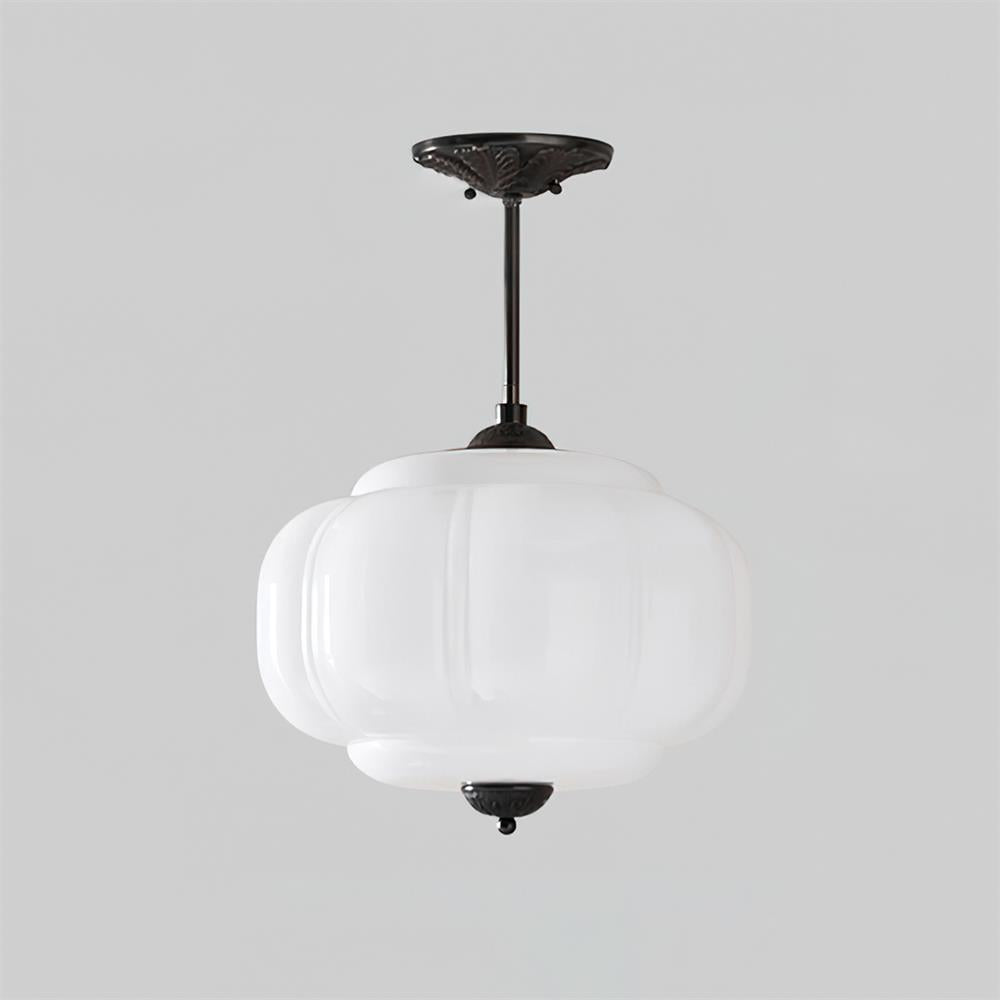 Vintage Glass Ceiling Lantern With Elegant Metal Accents