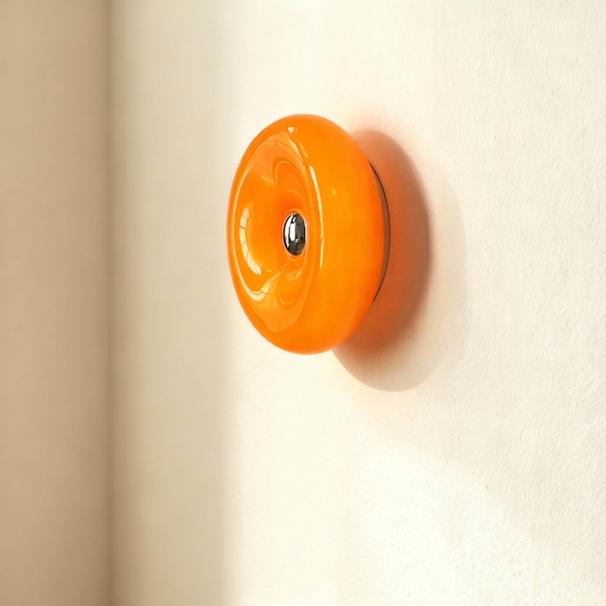 NovaLume Retro Glass Wall Sconce With Glossy Finish Mid Century Style Light Fixture