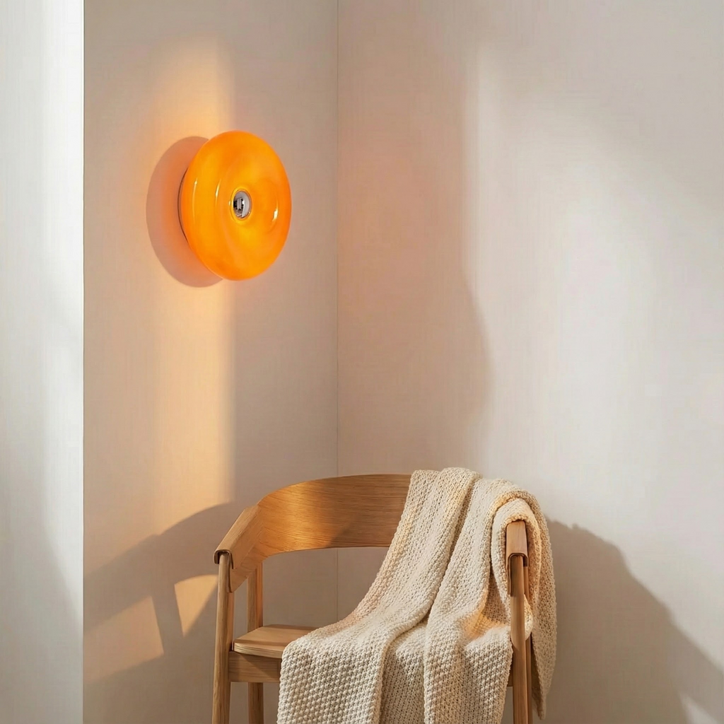 NovaLume Retro Glass Wall Sconce With Glossy Finish Mid Century Style Light Fixture
