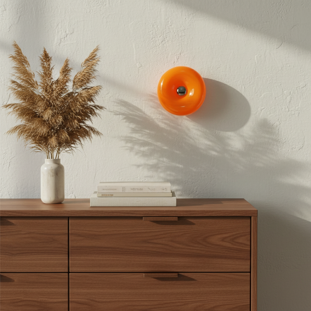 NovaLume Retro Glass Wall Sconce With Glossy Finish Mid Century Style Light Fixture