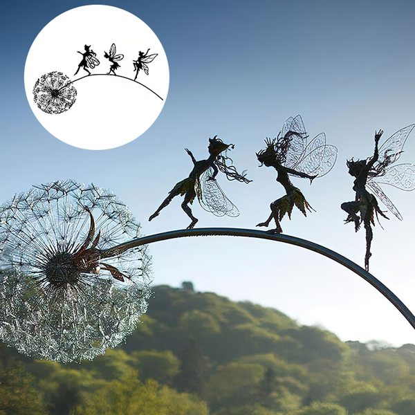 Steel Yard Sculpture — Interlocking Cutout Design, Sturdy Metal Landscape Accent