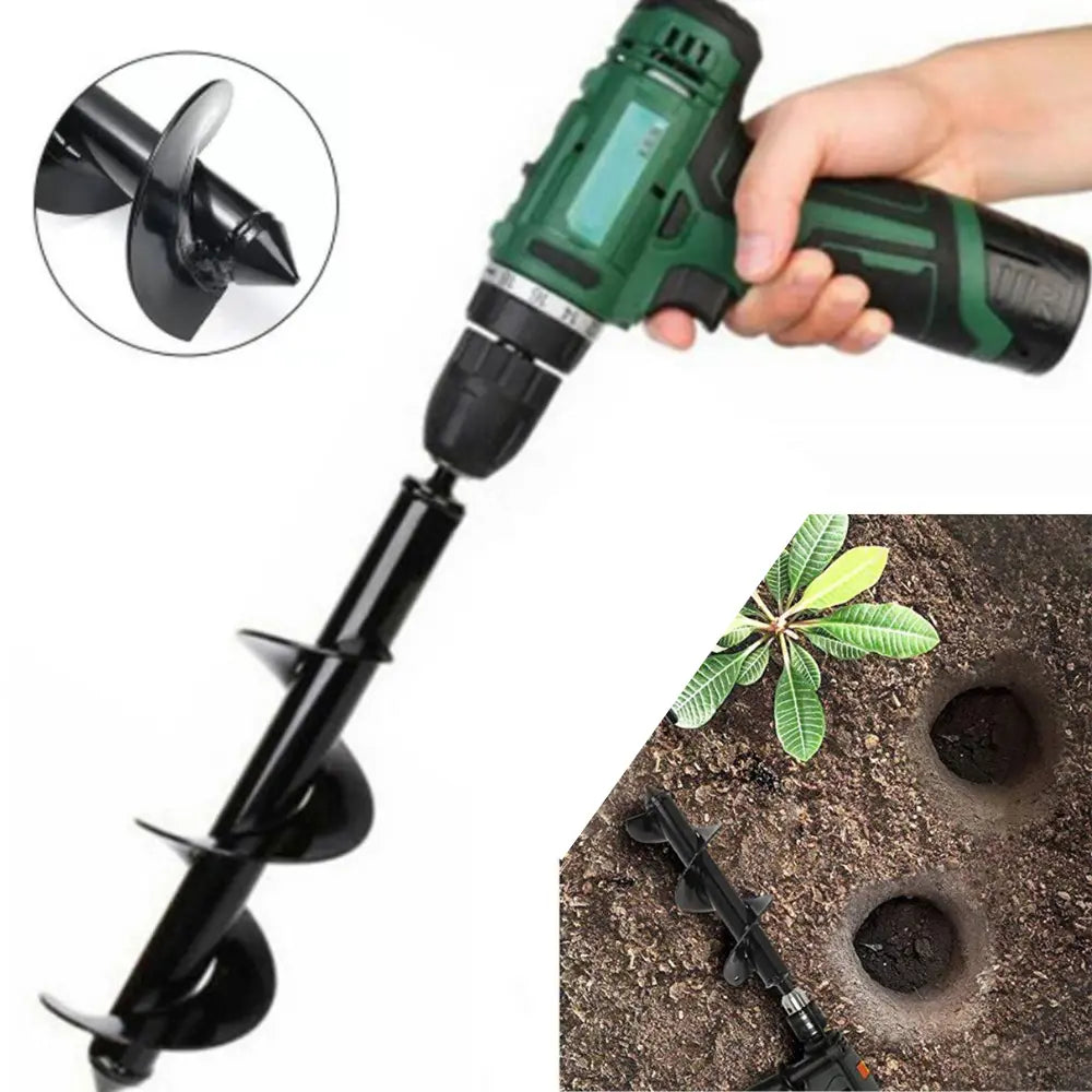 Spiral Garden Auger For Drills Creates Clean Planting Holes In Any Soil