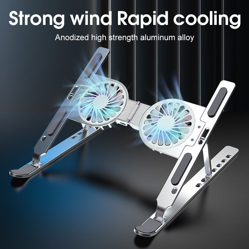 ErgoLift Desk Laptop Stand — 2 to 5 Inch Adjustable Height, Built-in Cooling Fan
