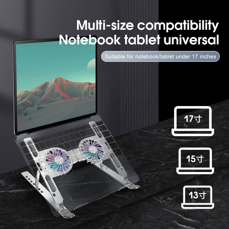 ErgoLift Desk Laptop Stand — 2 to 5 Inch Adjustable Height, Built-in Cooling Fan