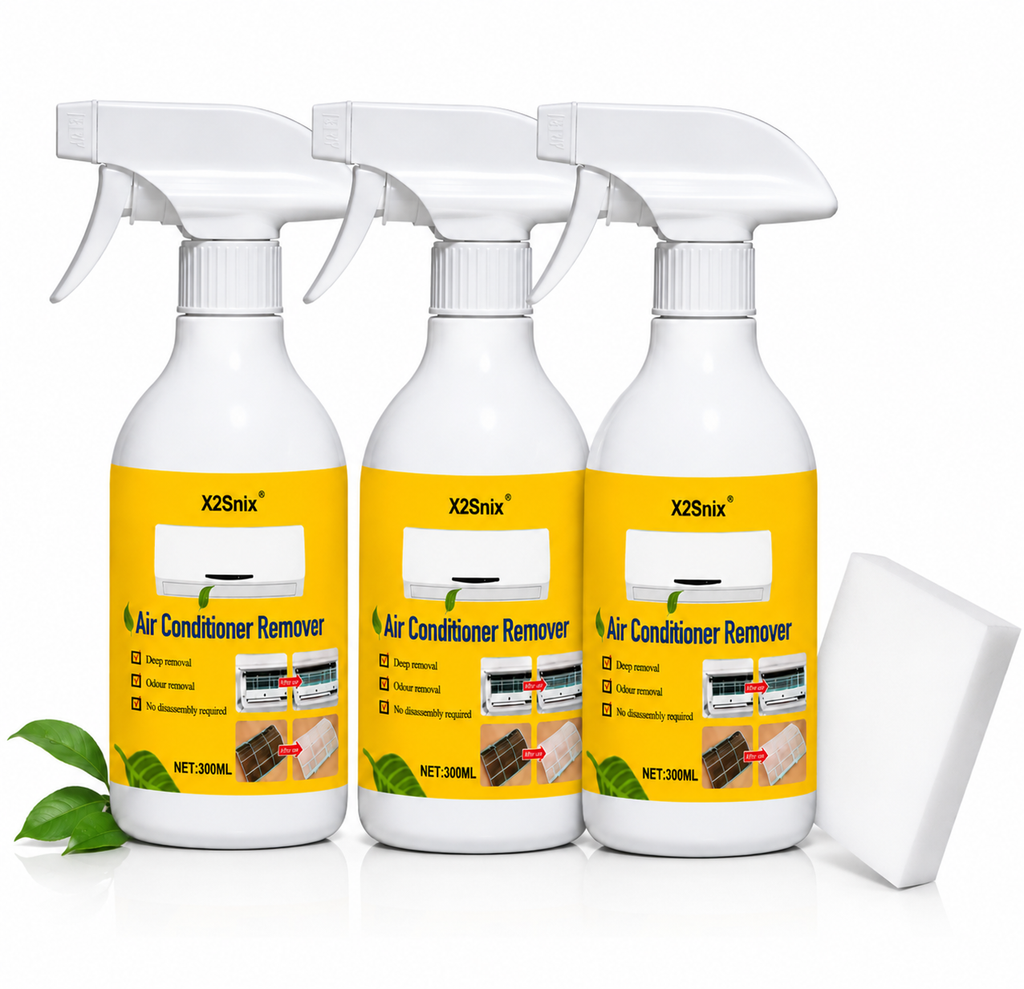 Essential AC Care Air Conditioner Cleaning Kit — 3x300ml Solution, Sponge Included, Dust and Grease Formula