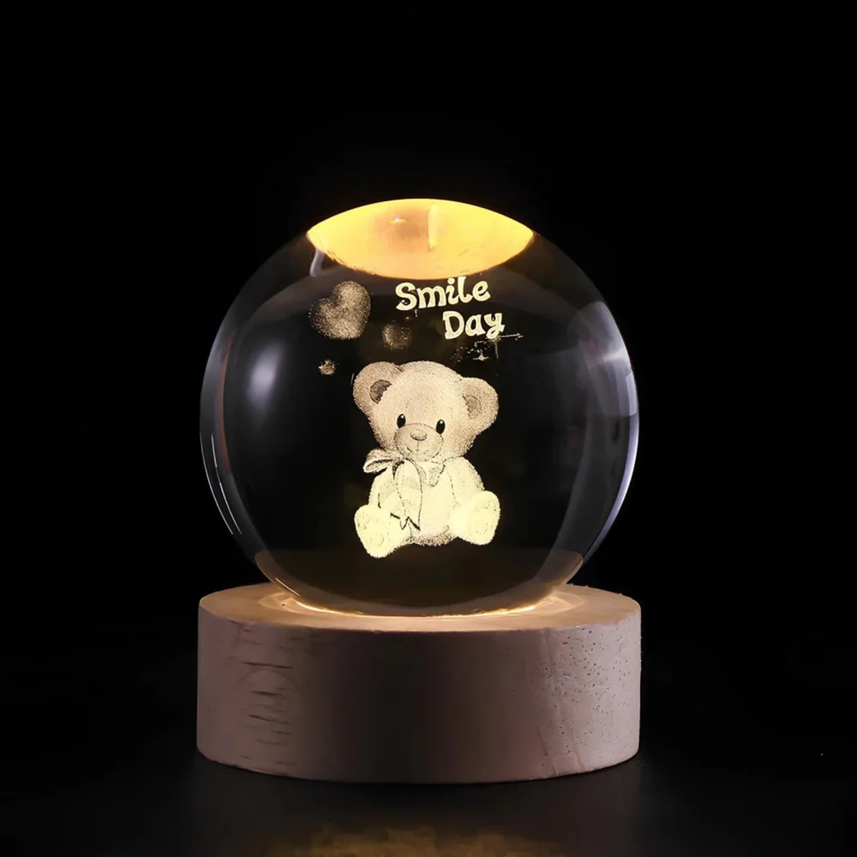 Crystal Ball Light — Transparent Sphere, Precision-Carved Interior Design, Warm White LEDs