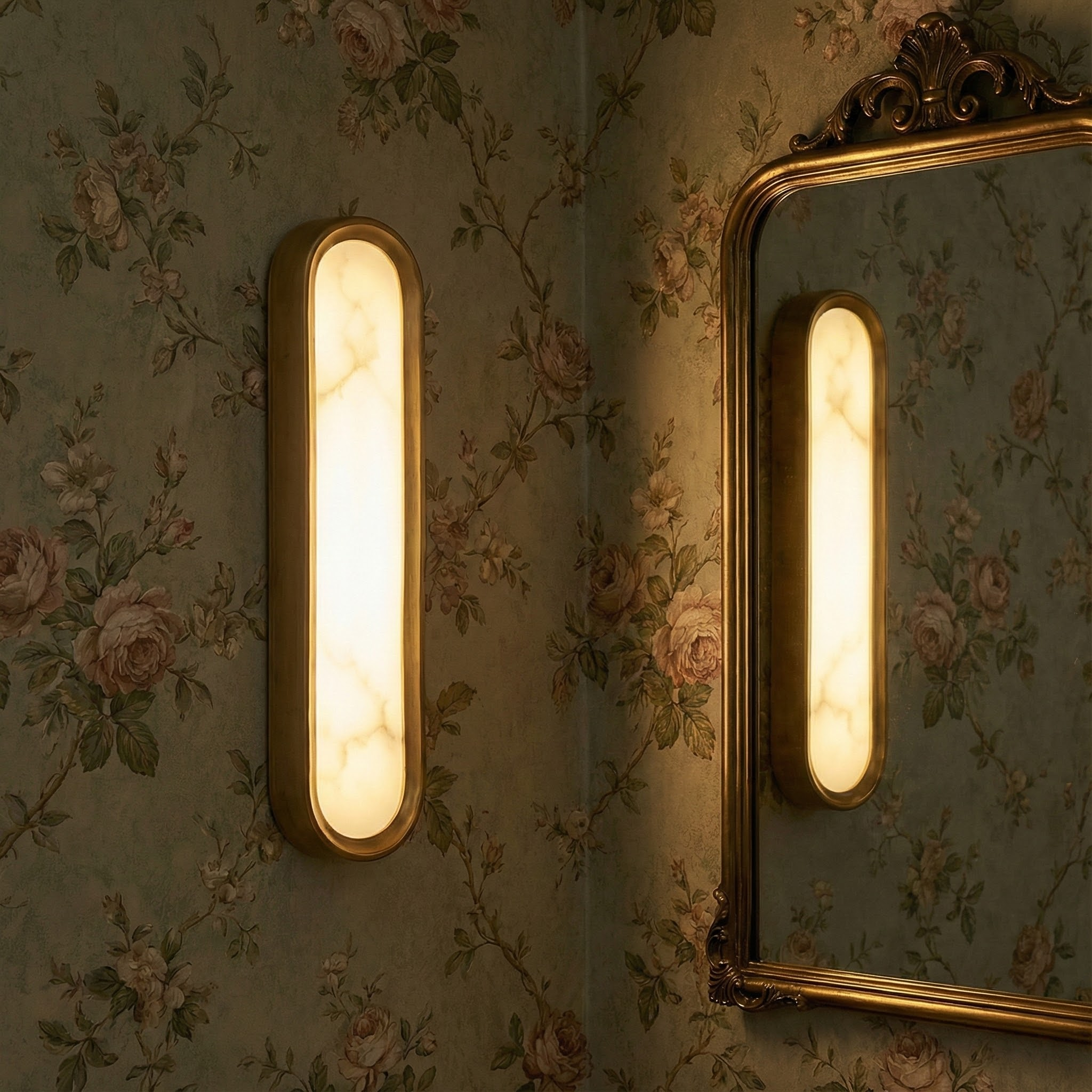 NovaLumen Elegant Alabaster Wall Sconce With Sculptural Metal Form And Ambient Glow
