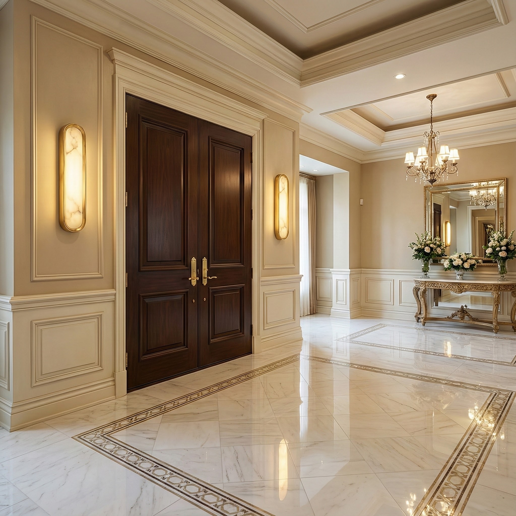 NovaLumen Elegant Alabaster Wall Sconce With Sculptural Metal Form And Ambient Glow