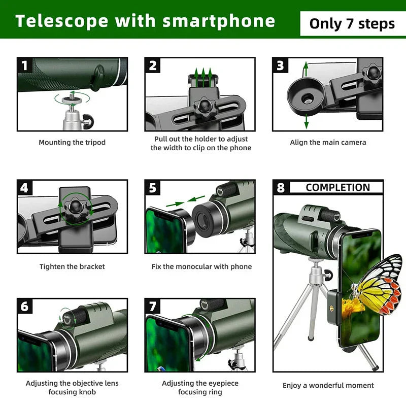 Explorer's Choice 80x HD Monocular Telescope — BAK4 Prism Optics