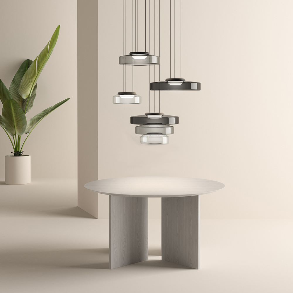 Zenor Amber Glass Layered Pendant Lamp For Dining Room And Living Room