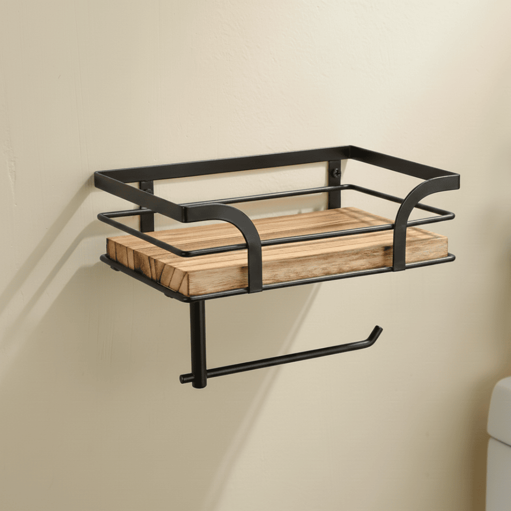 AquaNest Decorative Iron Wall Rack — Open Silhouette Bathroom Organizer