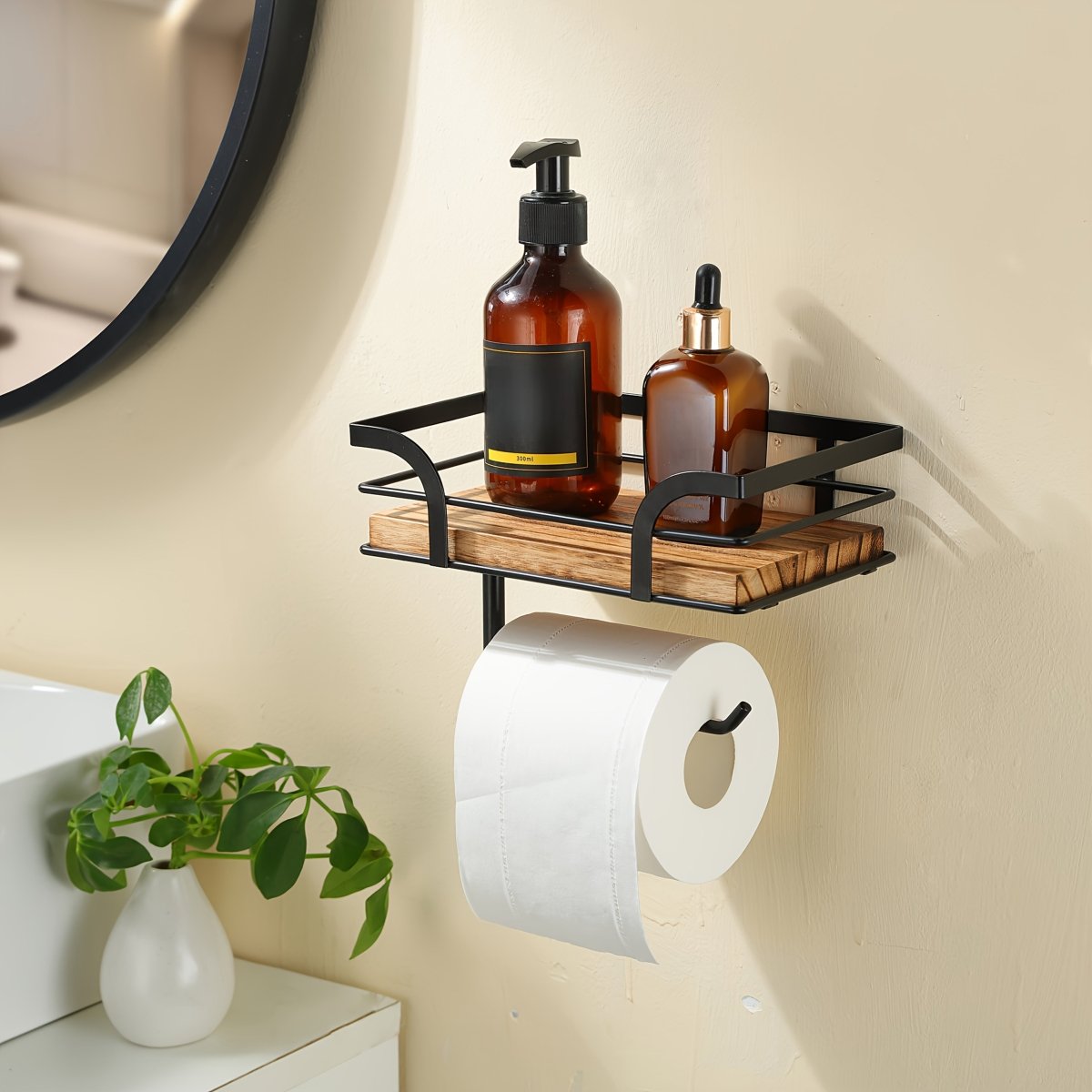 AquaNest Decorative Iron Wall Rack — Open Silhouette Bathroom Organizer