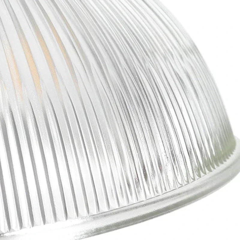 Industrial Farmhouse Pendant Light With Ribbed Glass And Domed Shade For Ceiling Mount