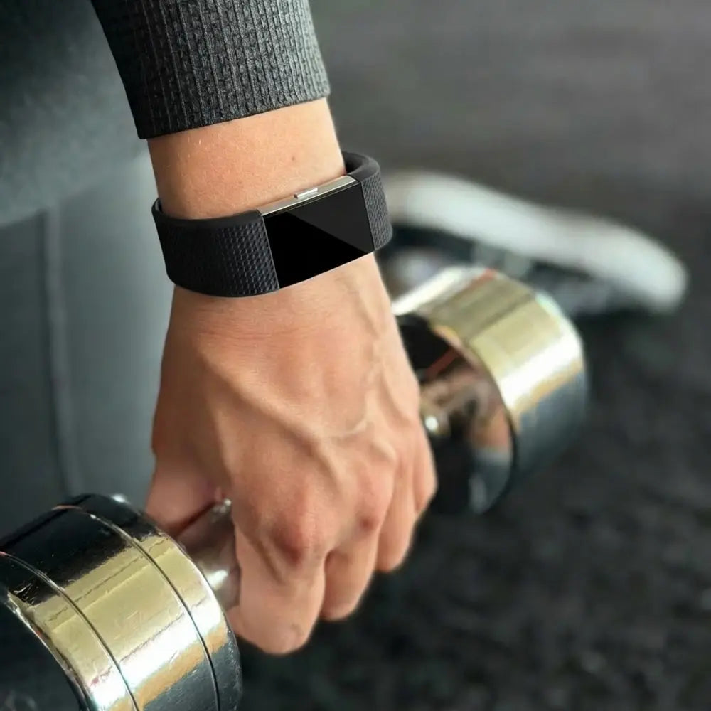 Fitbit Charge 2 Replacement Watch Strap — Black Silicone, Secure Buckle