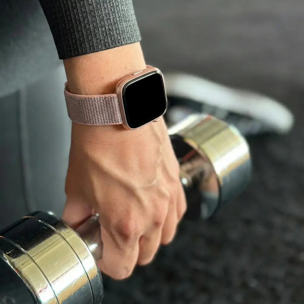 Pink Nylon Replacement Strap Compatible with Fitbit Versa and Versa 2 Smartwatch