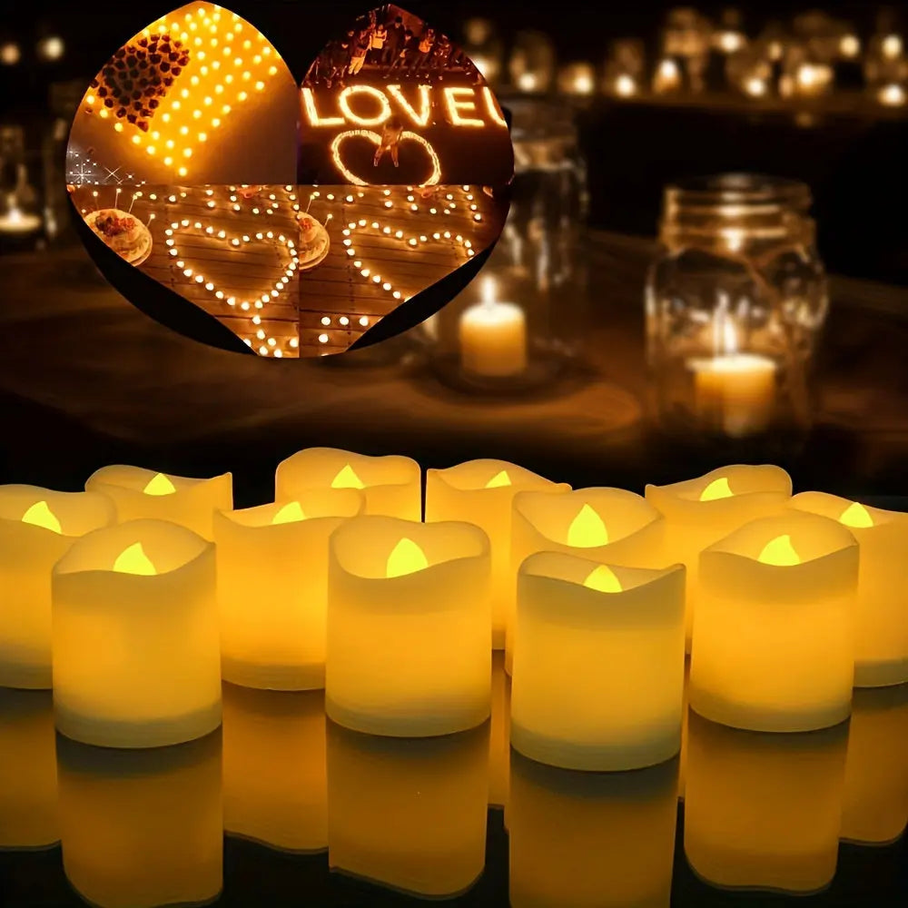 Flameless LED Tea Lights — Warm White Flickering Glow