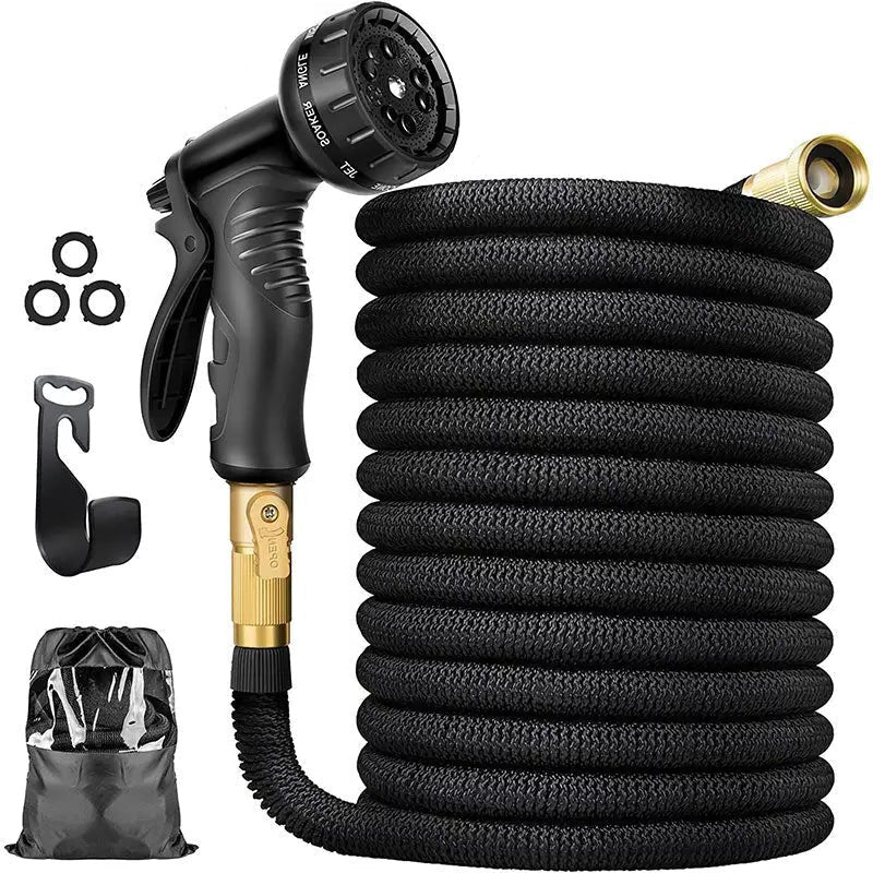 FlexiFlow 100Ft Expanding Hose — Eight Spray Patterns, Lightweight Durable Build, Contracts to 33Ft
