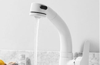 Extendable Sink Faucet With Spray Head In Chrome Black White Gold